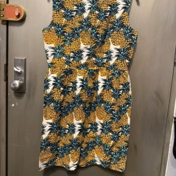 Retro Mid century Hawaiian Pineapple print Shift Mini Dress - Picture 14 of 16